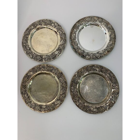 VTG Amen Wardy Home Godinger Silver Bottle Coasters Red Velvet Box Set 4 7572 - Picture 7 of 7